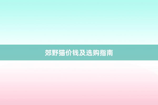 郊野猫价钱及选购指南